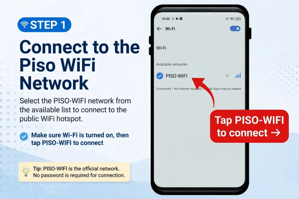 Connect to the Piso WiFi network 